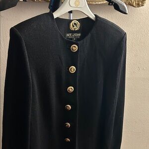 St. John Black Blazer with Gold Accents